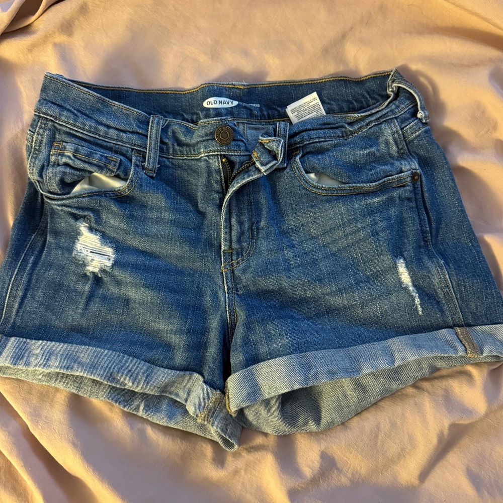Old Navy Blue Jean Shorts Distressed Cuffed